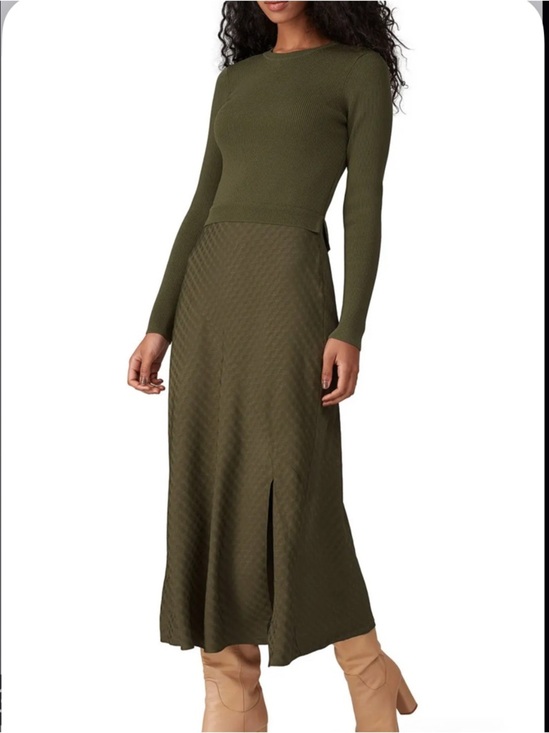 Ted Baker Dresses & Skirts - Ted Baker Joowani Olive Green Midi Dress A-Line Side Slit Size Small Women’s